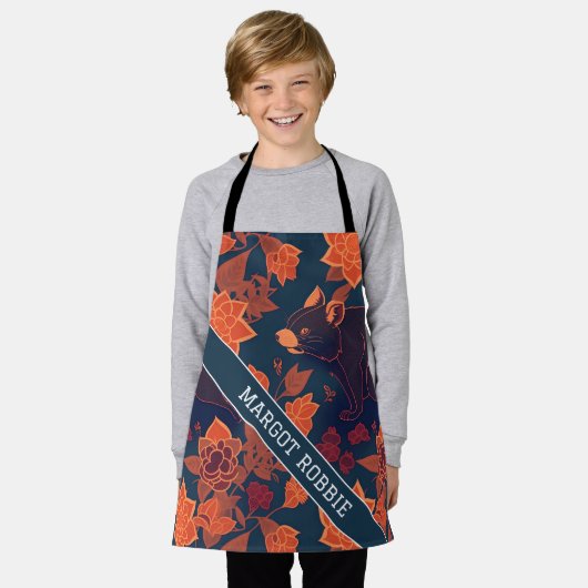 Tasmaanse duivel retro kleurrijk patroon schort (Gedragen)