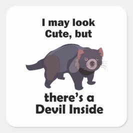 Tasmaanse Duivel Schattige Duivel Binnen Grappige Vierkante Sticker