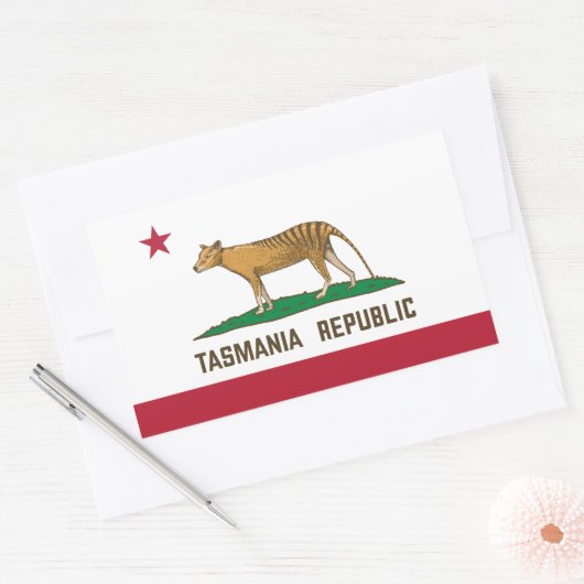 Tasmaanse tijger rechthoekige sticker (Envelop)