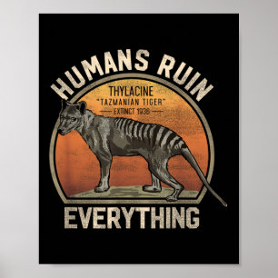 Tasmaanse tijger thylacine Australische uitgestorv Poster