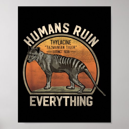 Tasmaanse tijger thylacine Australische uitgestorv Poster (Voorkant)