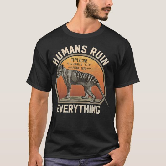 Tasmaanse tijger thylacine Australische uitgestorv T-shirt (Voorkant)