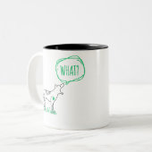 Tasmaanse tijger zegt "WAT" Tweekleurige Koffiemok (Voorkant links)