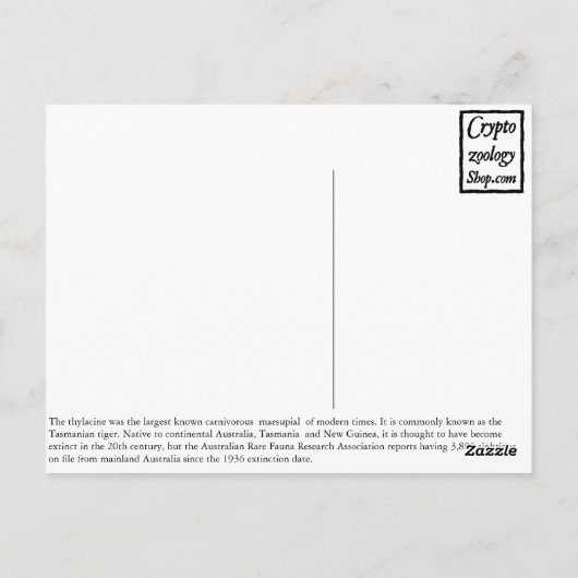 Tasmaanse tijgerBriefkaarten Briefkaart (Achterkant)