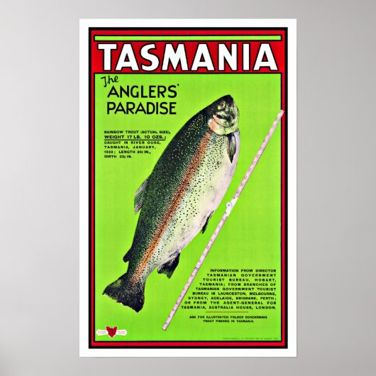 Tasmania Australia Anglers Paradise Vist Poster (Voorkant)