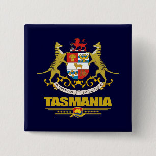 Tasmania COA Vierkante Button 5,1 Cm