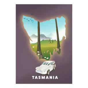 Tasmania illustreerde kaartreisposter. foto afdruk