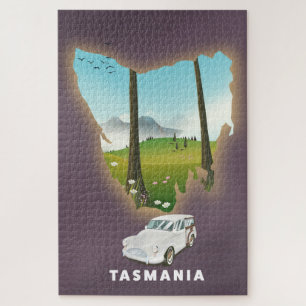 Tasmania illustreerde kaartreisposter. legpuzzel