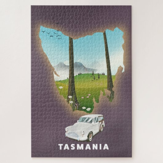 Tasmania illustreerde kaartreisposter. legpuzzel (Verticaal)