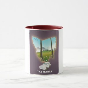 Tasmania illustreerde kaartreisposter. mok