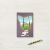 Tasmania illustreerde kaartreisposter. post-it® notes (Op bureau)