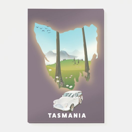 Tasmania illustreerde kaartreisposter. post-it® notes (Voorkant)