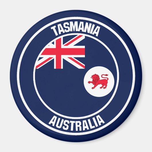 Tasmania Round Emblem Magneet (Voorkant)