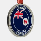 Tasmania Round Emblem Metalen Ornament (Rechts)