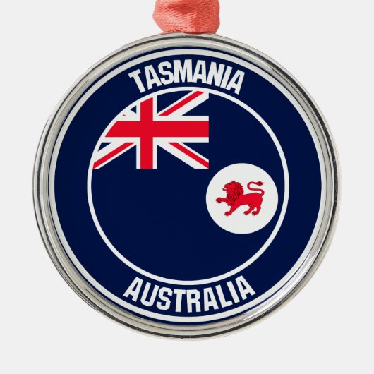 Tasmania Round Emblem Metalen Ornament (Voorkant)