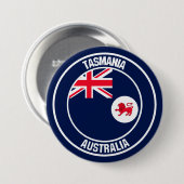 Tasmania Round Emblem Ronde Button 7,6 Cm (Voorkant /achterkant)