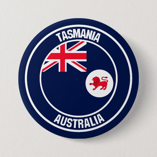 Tasmania Round Emblem Ronde Button 7,6 Cm (Voorkant)