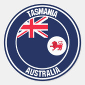 Tasmania Round Emblem Ronde Sticker (Voorkant)