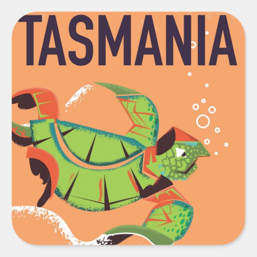 Tasmania vintage-poster. vierkante sticker (Voorkant)