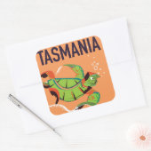 Tasmania vintage-poster. vierkante sticker (Envelop)
