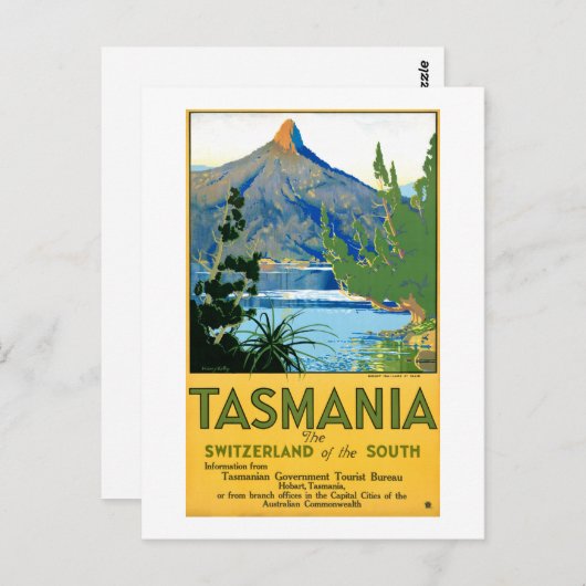 Tasmania Vintage Travel Poster teruggezet Briefkaart (Voorkant / Achterkant)