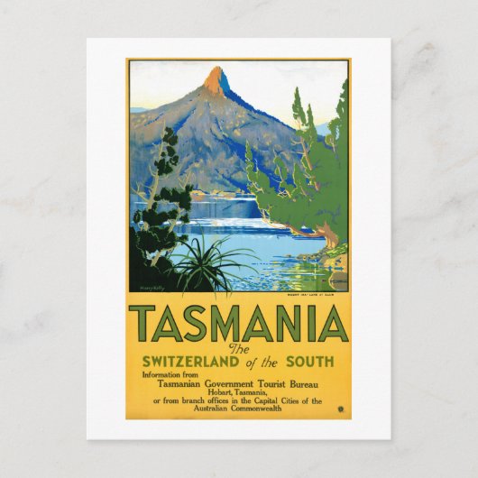 Tasmania Vintage Travel Poster teruggezet Briefkaart (Voorkant)