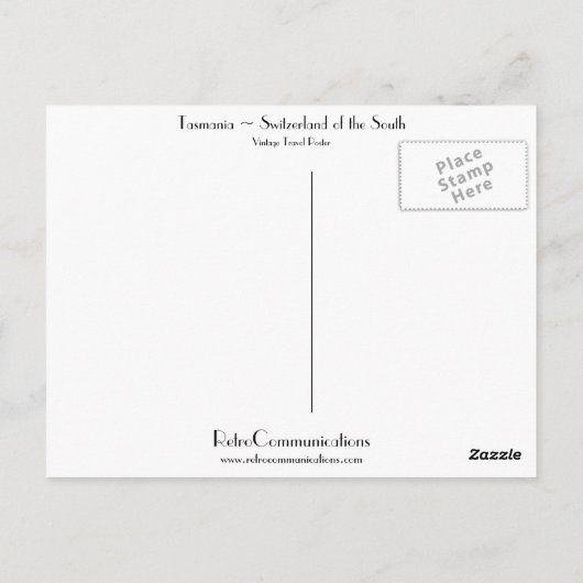 Tasmania ~ Zwitserland van het Zuiden Briefkaart (Achterkant)