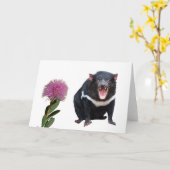 Tasmanian Devil en Bottlepenseel Kaart (Gele Bloem)
