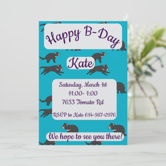 Tasmanian Devil Happy Birthday Kaart (Staand voorkant)