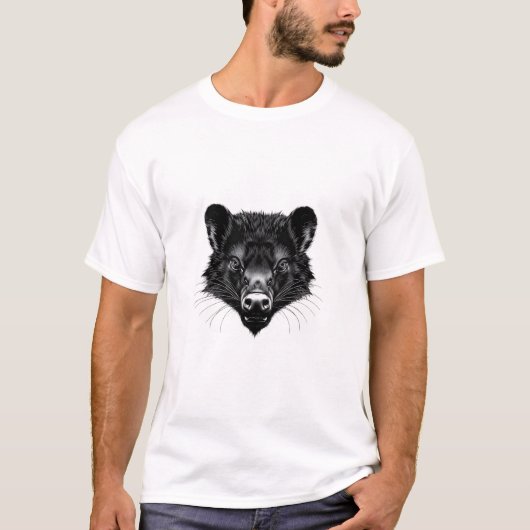 Tasmanian Devil Head Zwart-wit T-shirt (Voorkant)