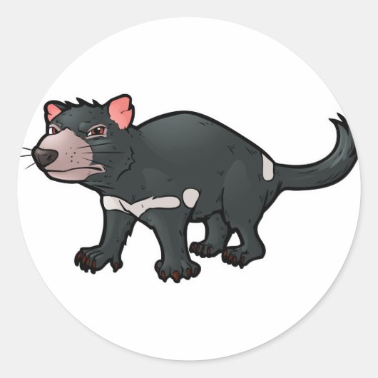 Tasmanian Devil Ronde Sticker (Voorkant)