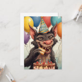Tasmanian Devil Verjaardag Grappig Cadeau Ontwerp Kaart (Voorkant / Achterkant in situ)