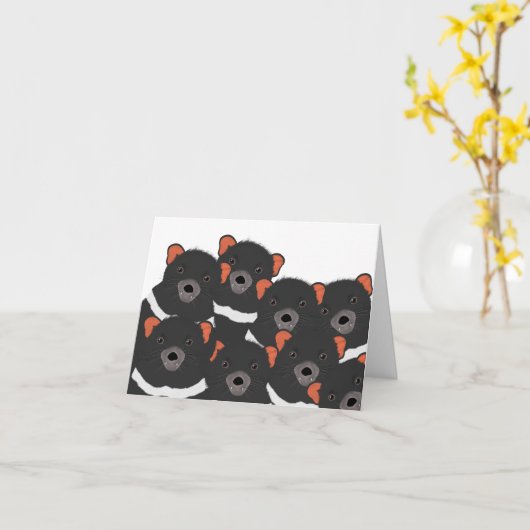 Tasmanian Devil Wenskaart Kaart (Gele Bloem)