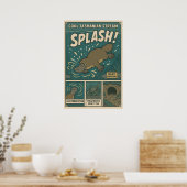 Tasmanian Platypus Splash Retro Art Poster (Keuken)