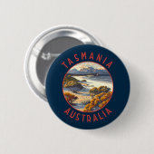 Tasmanië Australië Retro Noodlijdende Cirkel Ronde Button 5,7 Cm (Voorkant /achterkant)