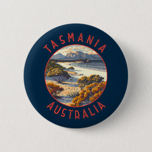 Tasmanië Australië Retro Noodlijdende Cirkel Ronde Button 5,7 Cm