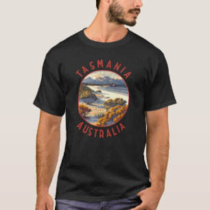 Tasmanië Australië Retro Noodlijdende Cirkel T-shirt