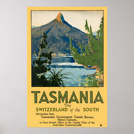 Tasmanië Vintage Reisposter Print (Voorkant)