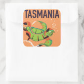 Tasmanië vintage reisposter. vierkante sticker (Tas)