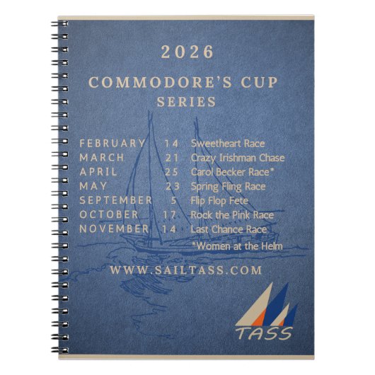 TASS 2026 Commodore's Cup Wedstrijdschema Notitieb Notitieboek (Voorkant)