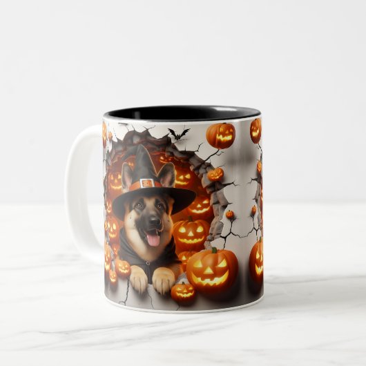 Tasse 2 3D Halloween Dog al Halloween Tweekleurige Koffiemok (Voorkant links)