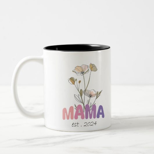 Tasse 2 Couleurs Mama Est 2024 Mothers Day Tweekleurige Koffiemok (Links)
