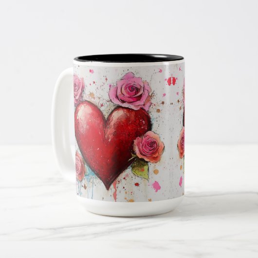 Tasse 2 Personalized Valentine Coffee Mug Tweekleurige Koffiemok (Voorkant links)