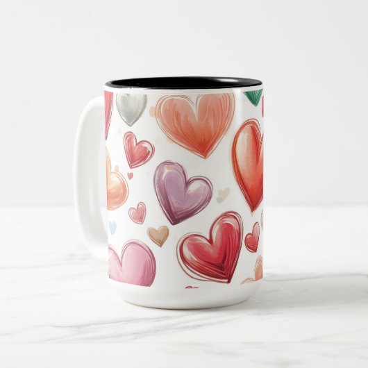 Tasse 2 Personalized Valentine Coffee Mug Tweekleurige Koffiemok (Voorkant links)