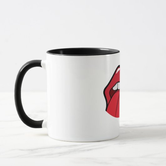 Tasse avec un sticker de la bouche en rouge  mok (Links)