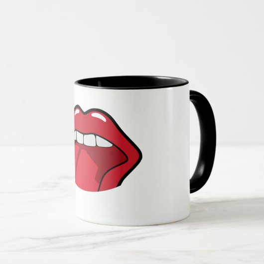 Tasse avec un sticker de la bouche en rouge  mok (Voorkant rechts)