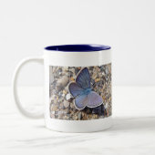 Tasse blauer Schmetterling Tweekleurige Koffiemok (Links)
