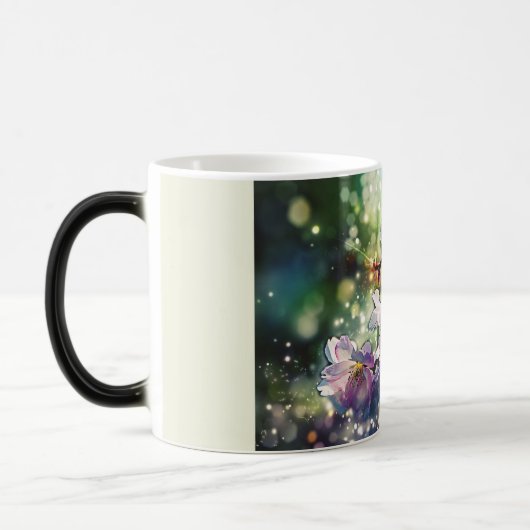 Tasse. Blumen, Apfelblüten, Kirschblüten Magische Mok (Links)