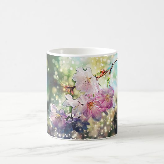 Tasse. Blumen, Apfelblüten, Kirschblüten Magische Mok (Center)
