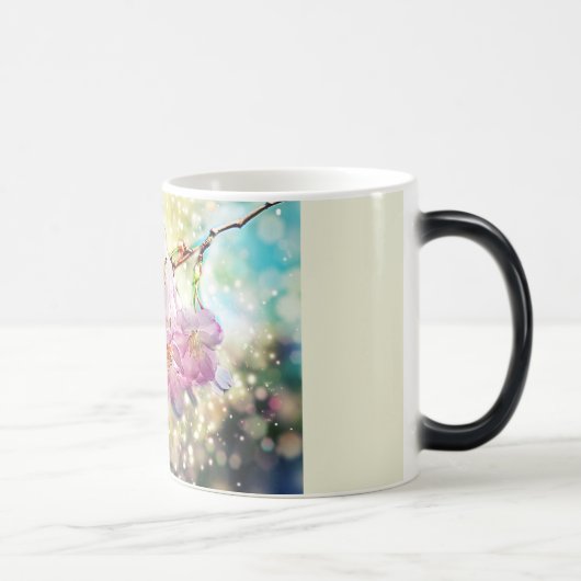 Tasse. Blumen, Apfelblüten, Kirschblüten Magische Mok (Rechts)